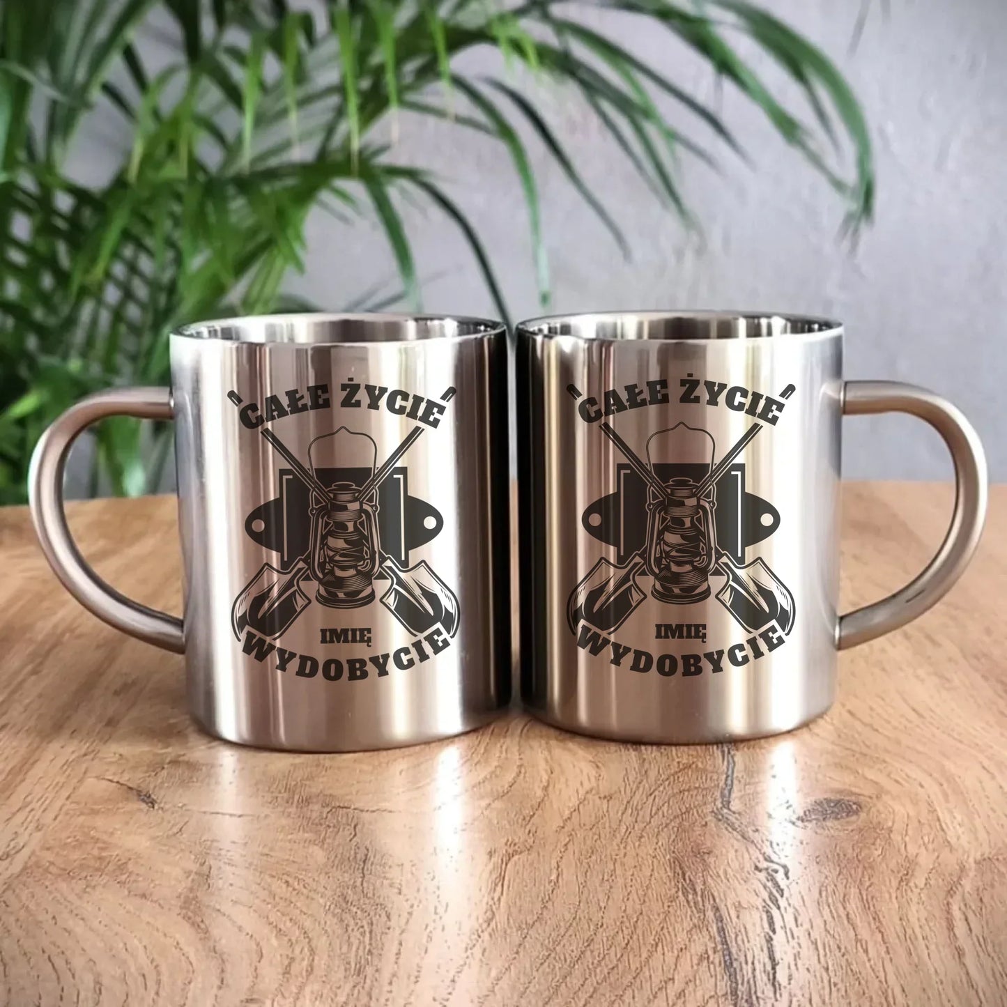 Całe życie wydobycie imię | Kubek metalowy prezent dla górnika G01 - StoryCups.pl