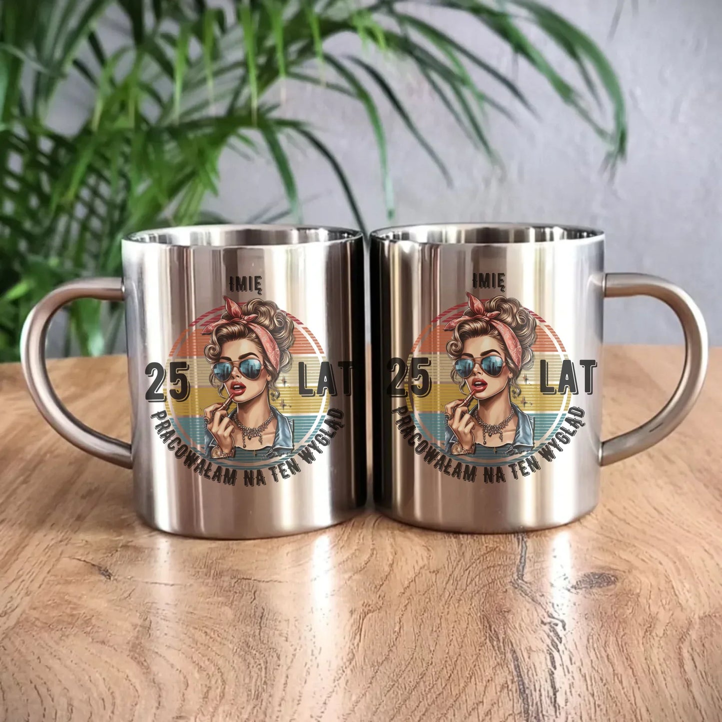 Pracowałam na ten wygląd personalizacja | Kubek metalowy prezent na urodziny dla niej U15 - StoryCups.pl