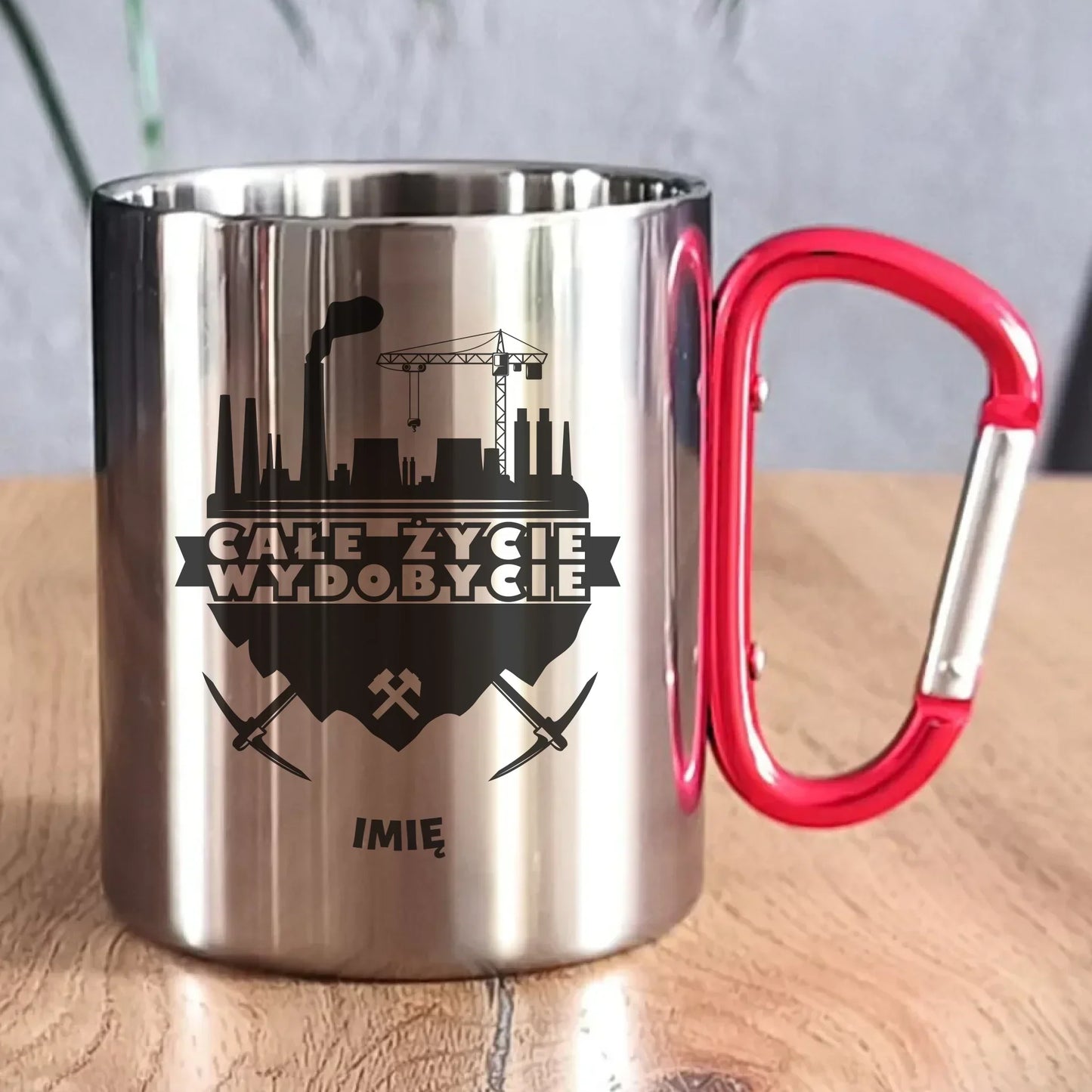 Całe życie wydobycie imię | Personalizowany kubek metalowy dla górnika G09 - StoryCups.pl