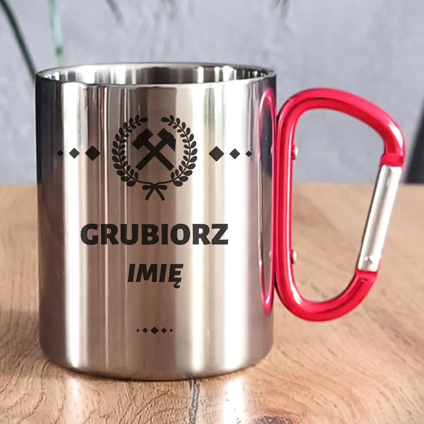 Grubiorz imię | Personalizowany kubek metalowy dla górnika na prezent G03 - StoryCups.pl