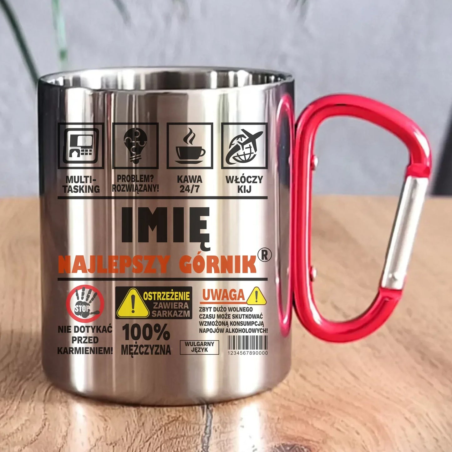 Najlepszy górnik 24/7 | Personalizowany kubek metalowy dla górnika G11 - StoryCups.pl