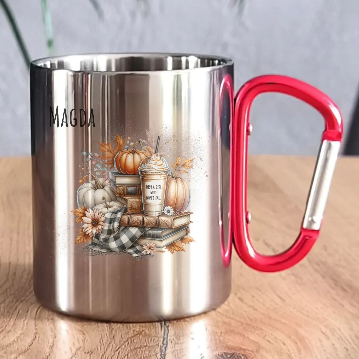 Just a girl who loves fall | Personalizowany kubek metalowy dla jesieniary JS14 - StoryCups.pl
