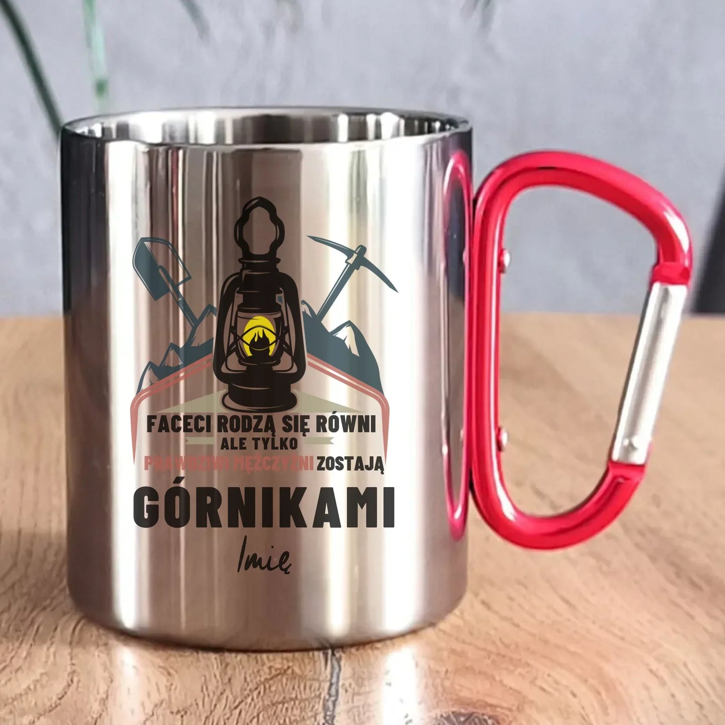 Prawdziwi mężczyźni zostają górnikami imię | Personalizowany kubek metalowy dla górnika G08 - StoryCups.pl