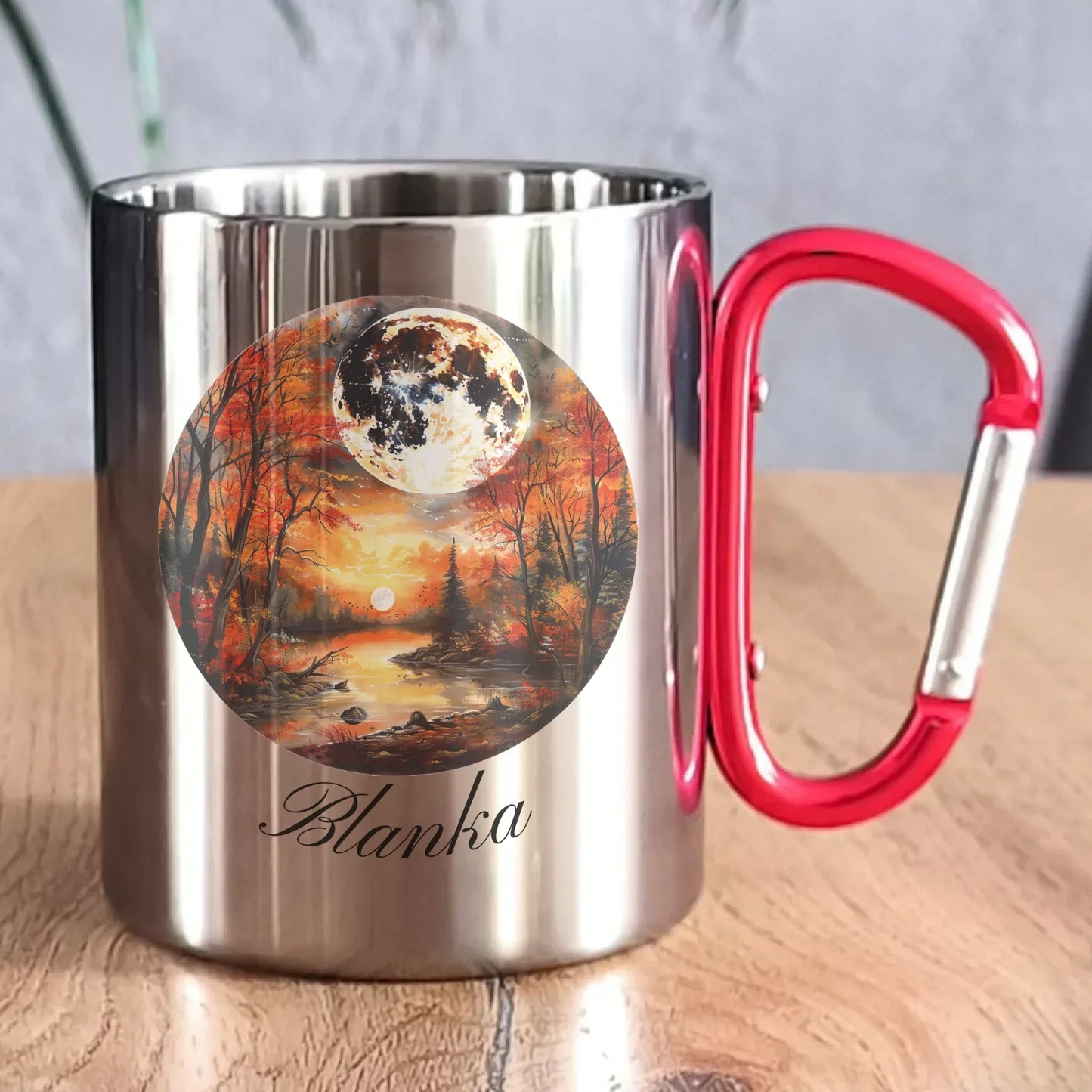 Jesienna pełnia Księżyca | Personalizowany kubek metalowy jesienny JS10 - StoryCups.pl