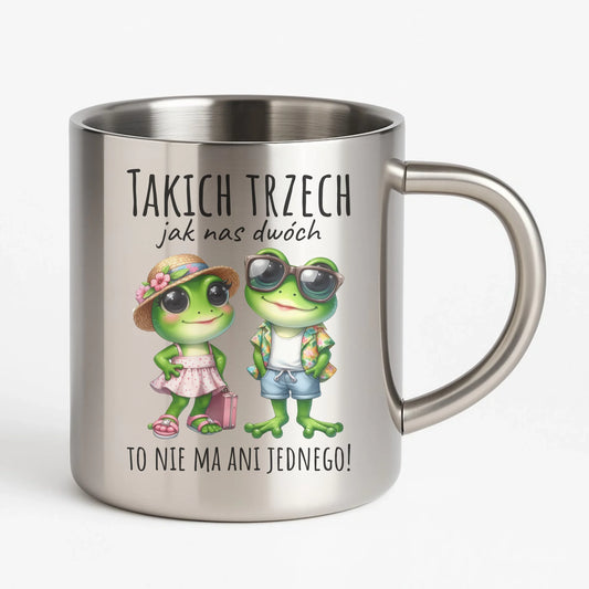 Kubek metalowy dla par - Żabki - prezent dla chłopaka i dziewczyny DCH11 - StoryCups.pl