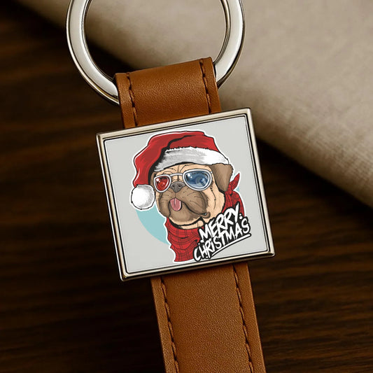 Merry Christmas | Świąteczny brelok z mopsem BN62 - StoryCups.pl