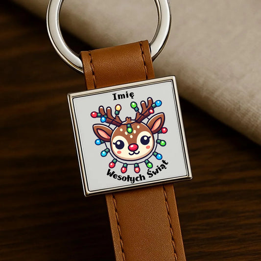 Renifer Wesołych Świąt | Personalizowany brelok świąteczny BN72 - StoryCups.pl