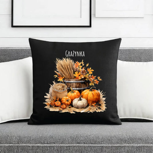 Poduszka dekoracyjna na jesień - Harvest vibes - personalizowana JS09 - StoryCups.pl