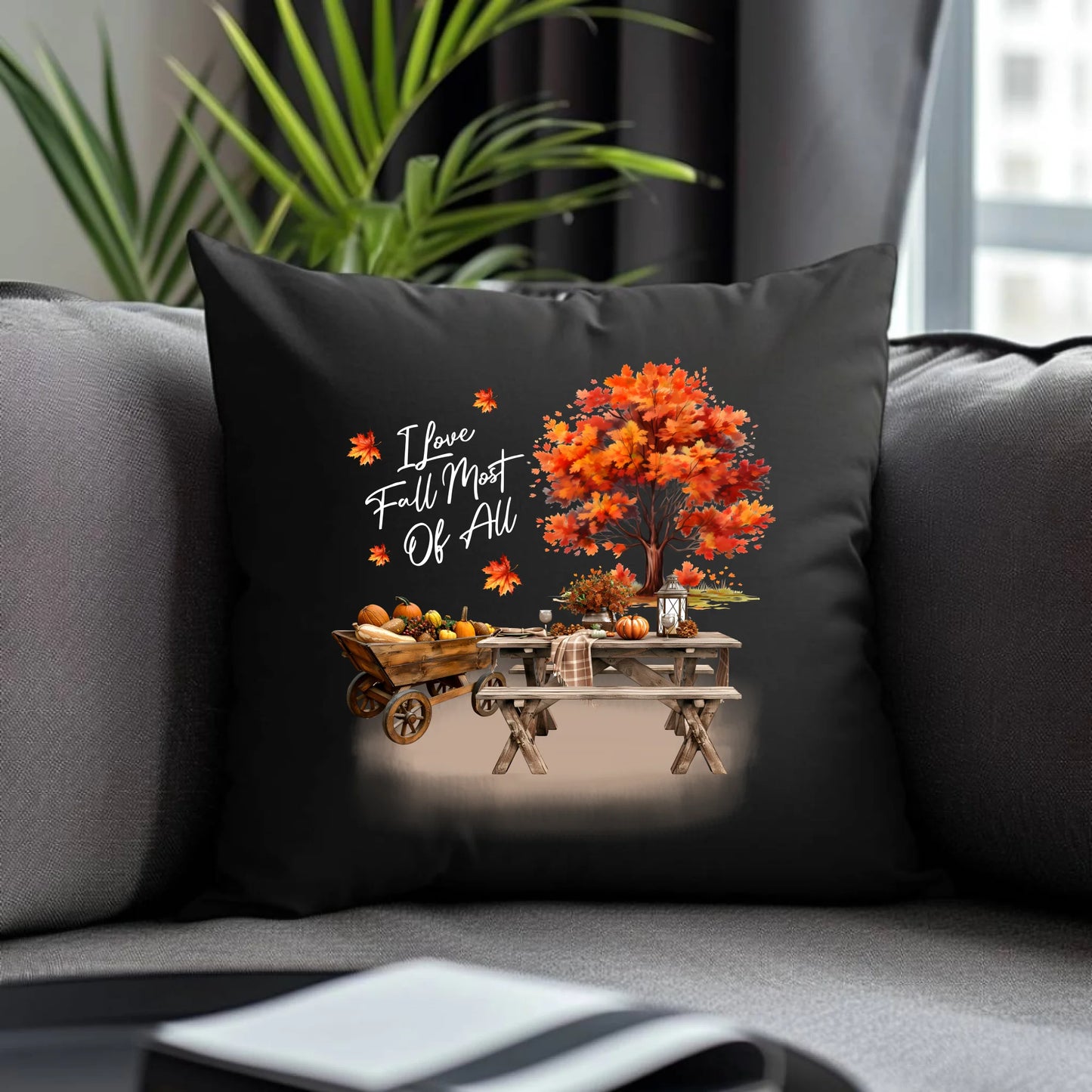 Poduszka dekoracyjna jesieniara - Jesienny piknik z dyniami JS04 - StoryCups.pl