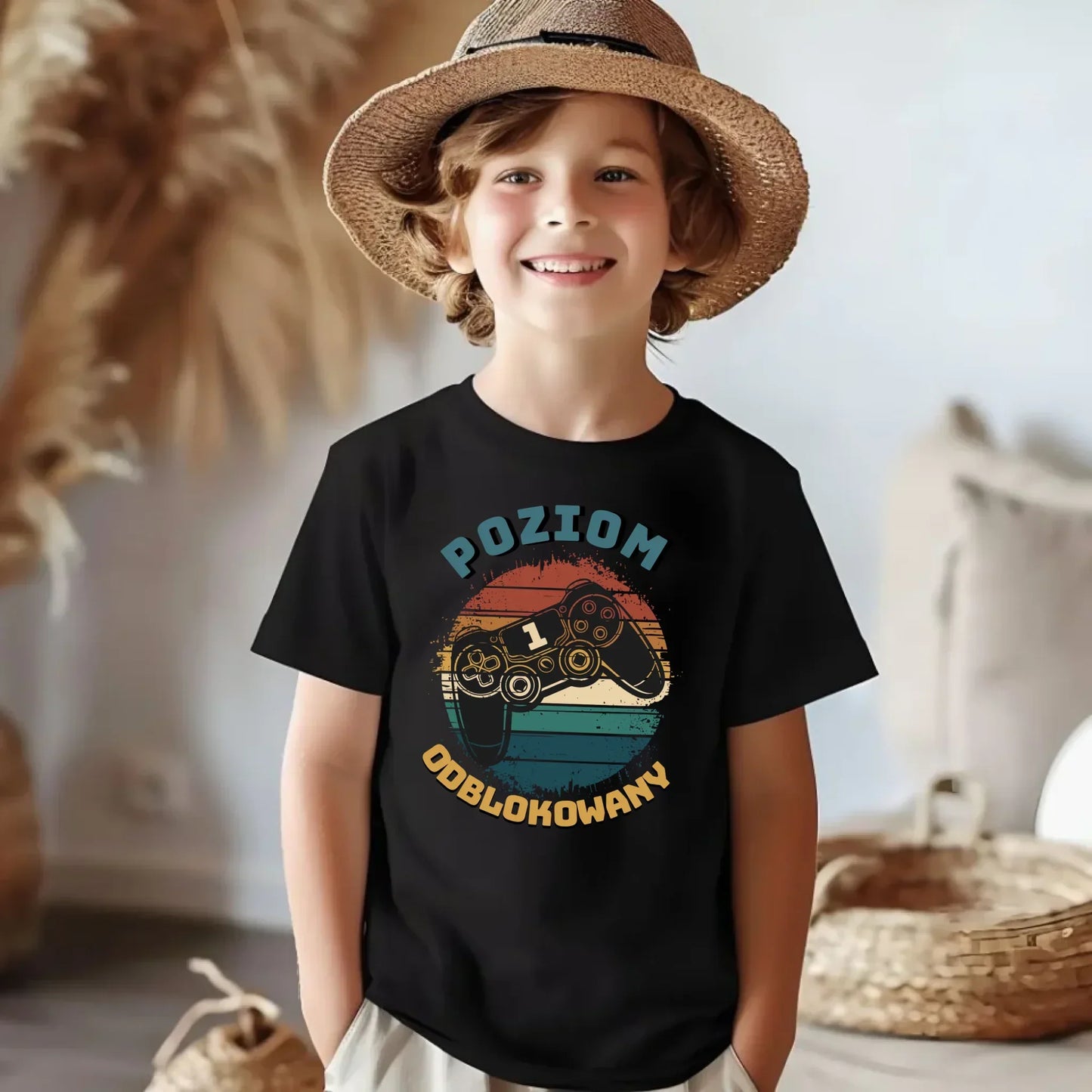 Koszulka dziecięca szkolna - Poziom odblokowany - gamer do szkoły - personalizowana SZ01 - StoryCups.pl