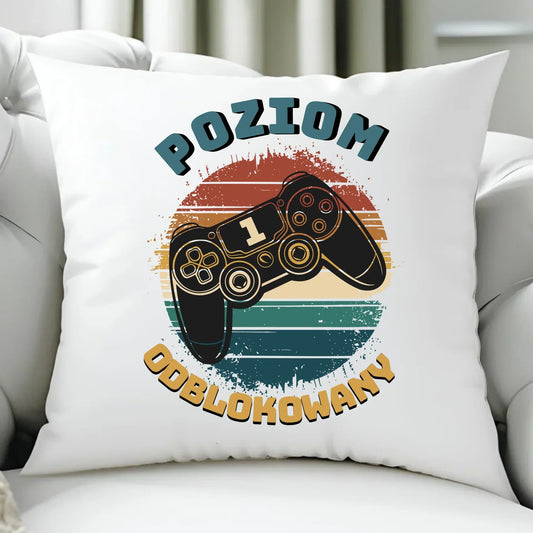Poduszka - Poziom odblokowany - gamer do szkoły - personalizowana SZ01 - StoryCups.pl