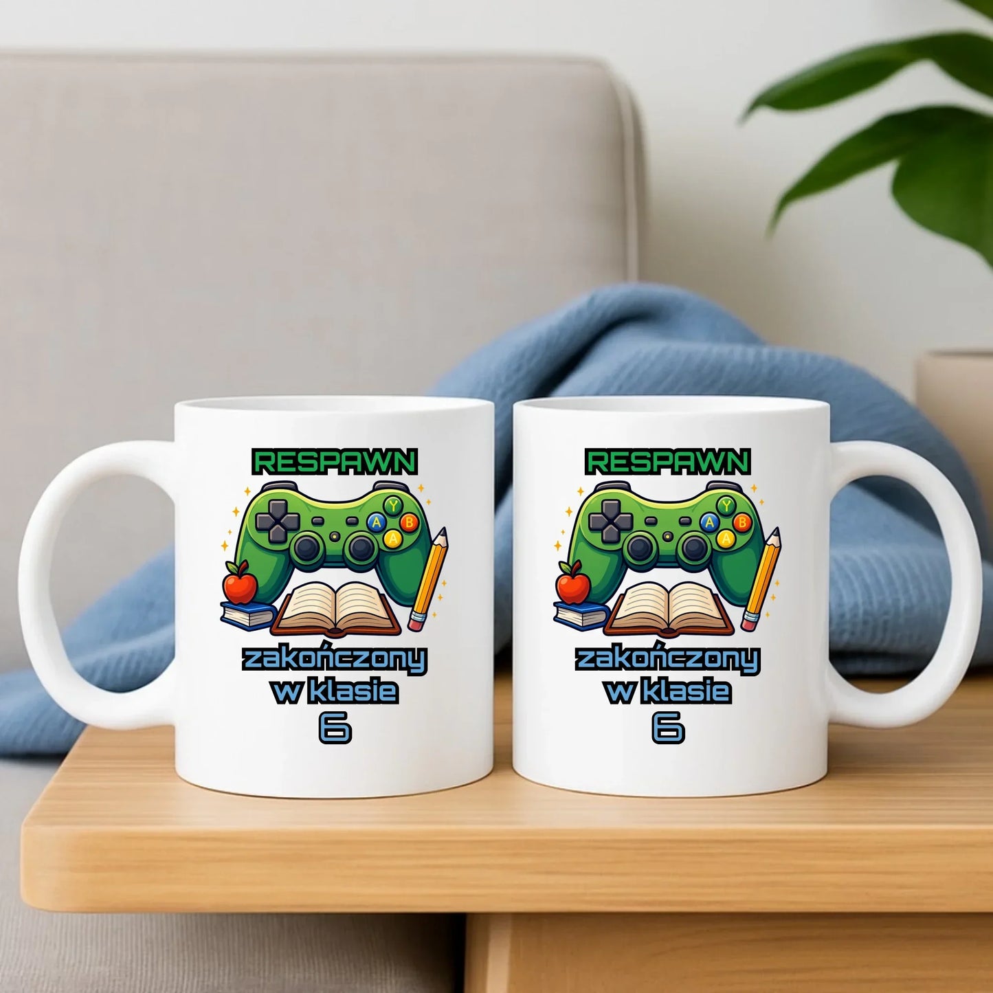 Zestaw poduszka i kubek szkolny - Respawn - gamer do szkoły - personalizowany SZ18 - StoryCups.pl