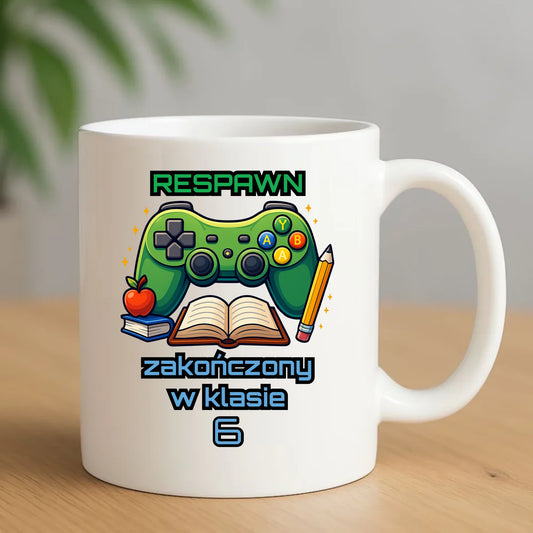 Kubek szkolny - Respawn - gamer do szkoły - personalizowany SZ18 - StoryCups.pl