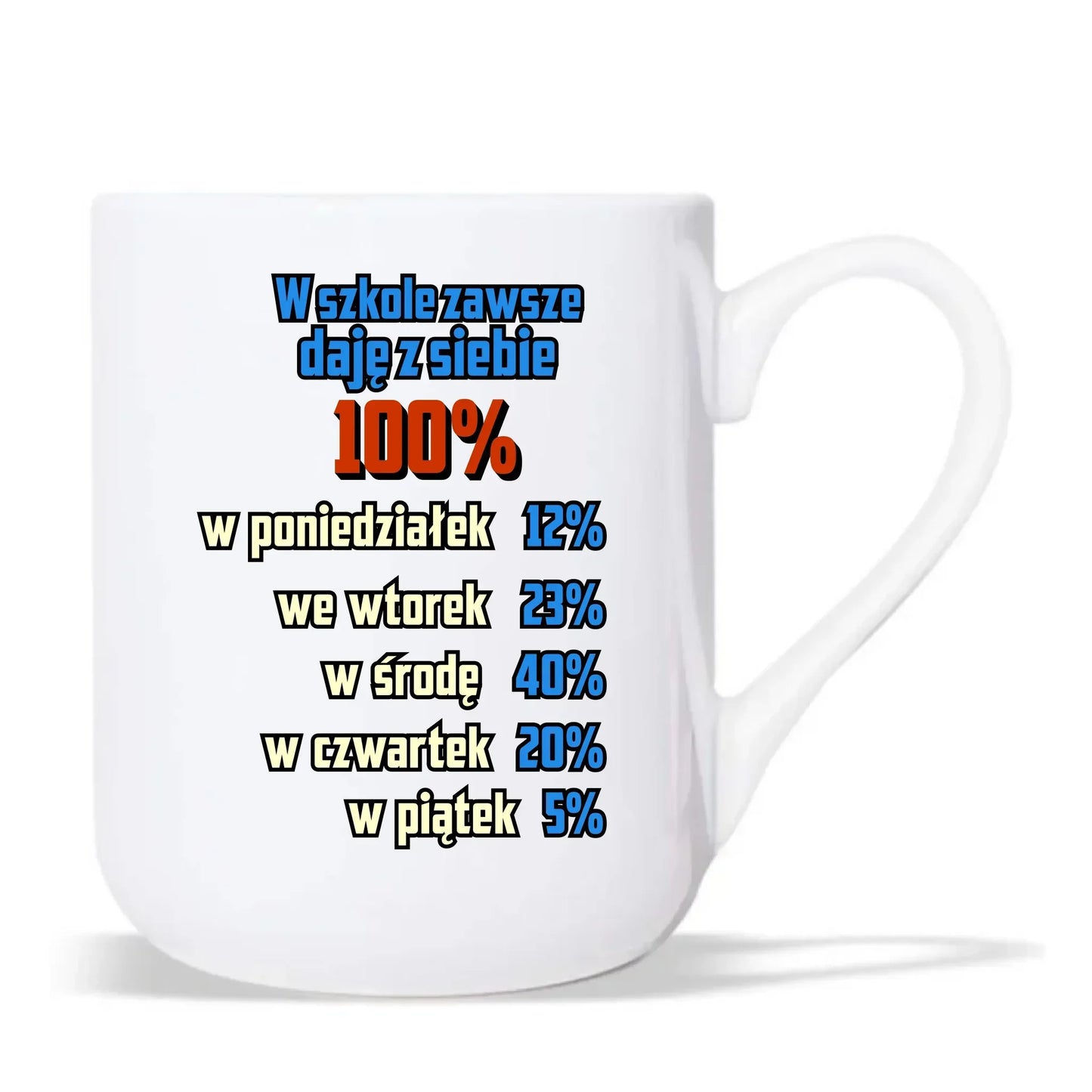 Kubek elegant szkolny - W szkole daję z siebie 100% - śmieszny SZ20 - StoryCups.pl