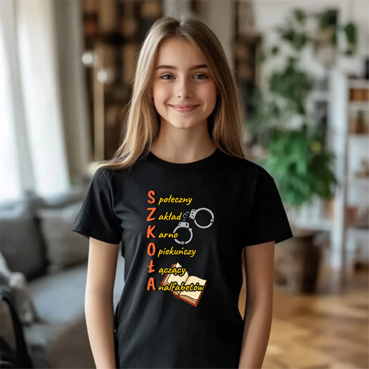 Koszulka dziecięca szkolna - S.Z.K.O.Ł.A. Zakład Karno Opiekuńczy SZ17 - StoryCups.pl