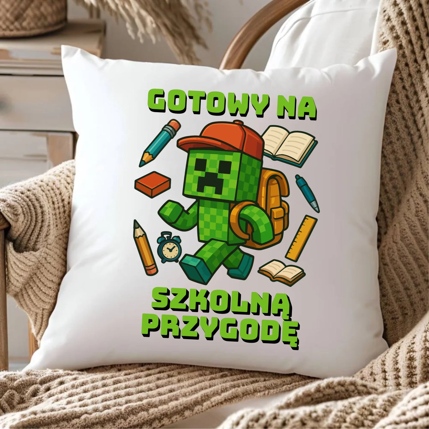 Poduszka szkoła - Gotowy na szkołę - gamer do szkoły - SZ13 - StoryCups.pl