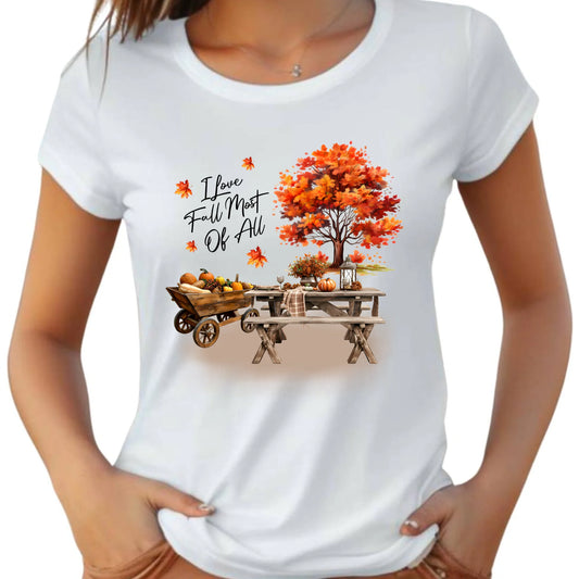 Koszulka damska jesieniara – Jesienny piknik z dyniami JS04 - StoryCups.pl