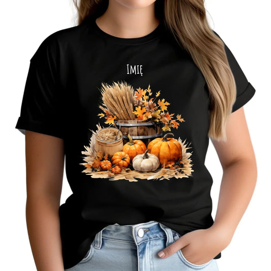 Koszulka damska jesieniara - Harvest vibes - personalizowana JS09 - StoryCups.pl