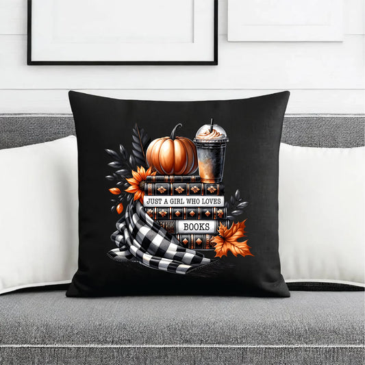 Poduszka dekoracyjna jesieniara - Książkara - prezent dla miłośniczki czytania książek JS13 - StoryCups.pl