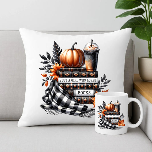 Zestaw poduszka i kubek jesieniara - Książkara - prezent dla miłośniczki czytania książek JS13 - StoryCups.pl