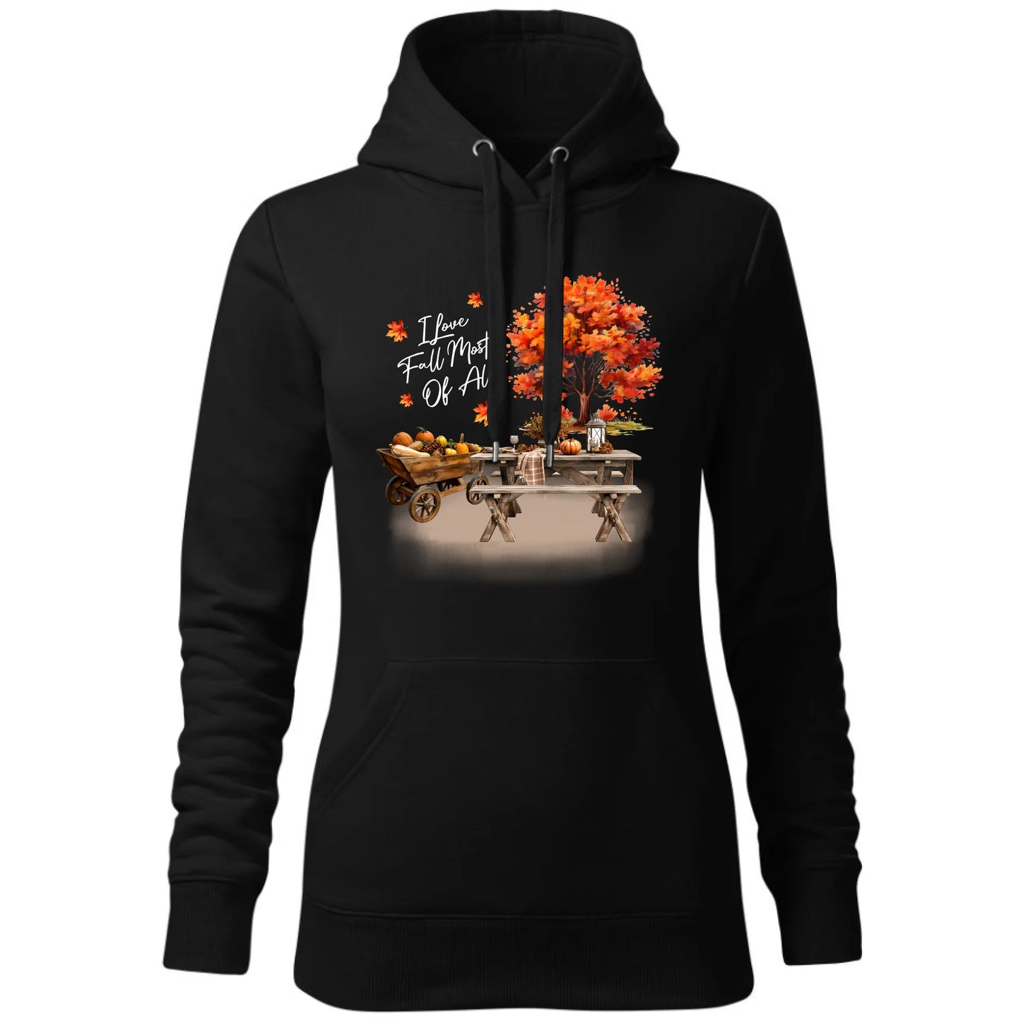 Bluza damska z kapturem jesieniara - Jesienny piknik z dyniami JS04 - StoryCups.pl