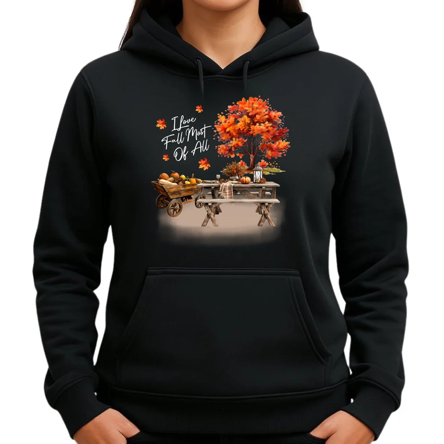 Bluza damska z kapturem jesieniara - Jesienny piknik z dyniami JS04 - StoryCups.pl