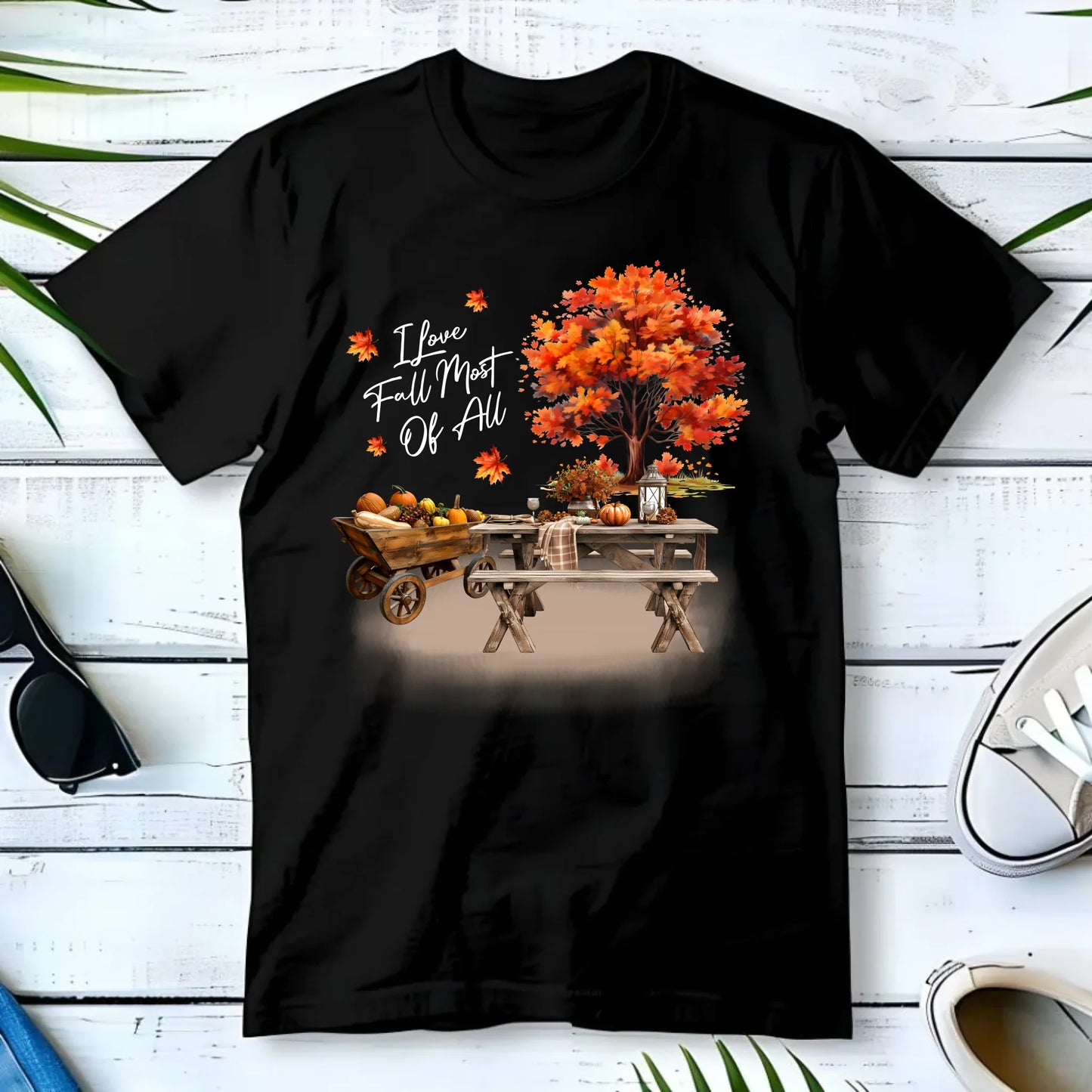 Koszulka męska jesienna - Jesienny piknik z dyniami JS04 - StoryCups.pl