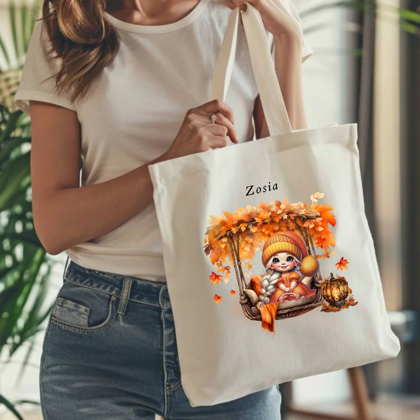 Torba jesieniara - Dziewczynka z liśćmi - personalizowana JS17 - StoryCups.pl