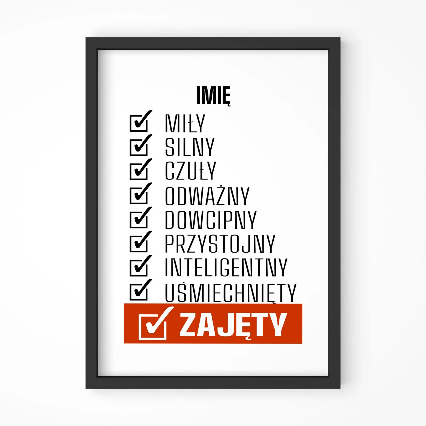 Plakat w ramie - Zajęty prezent dla chłopaka męża narzeczonego - personalizowany DCH05 - StoryCups.pl