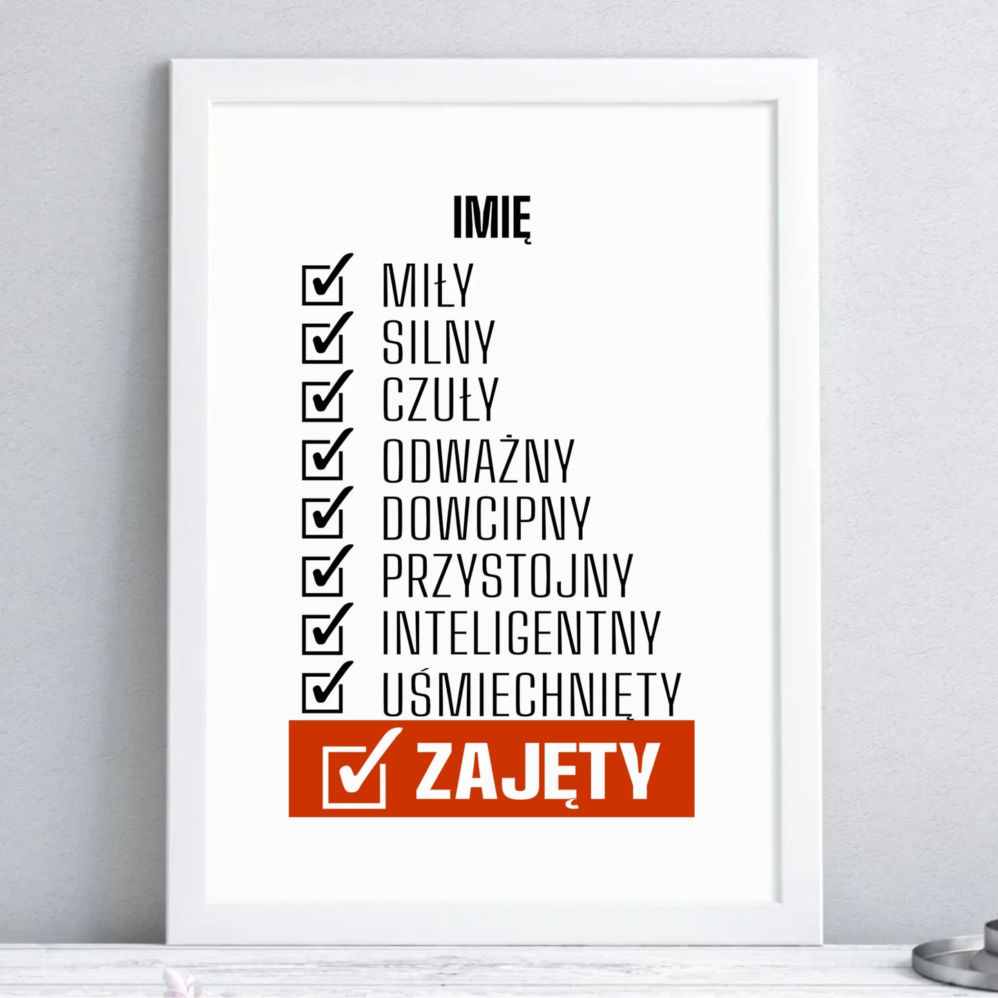 Plakat w ramie - Zajęty prezent dla chłopaka męża narzeczonego - personalizowany DCH05 - StoryCups.pl