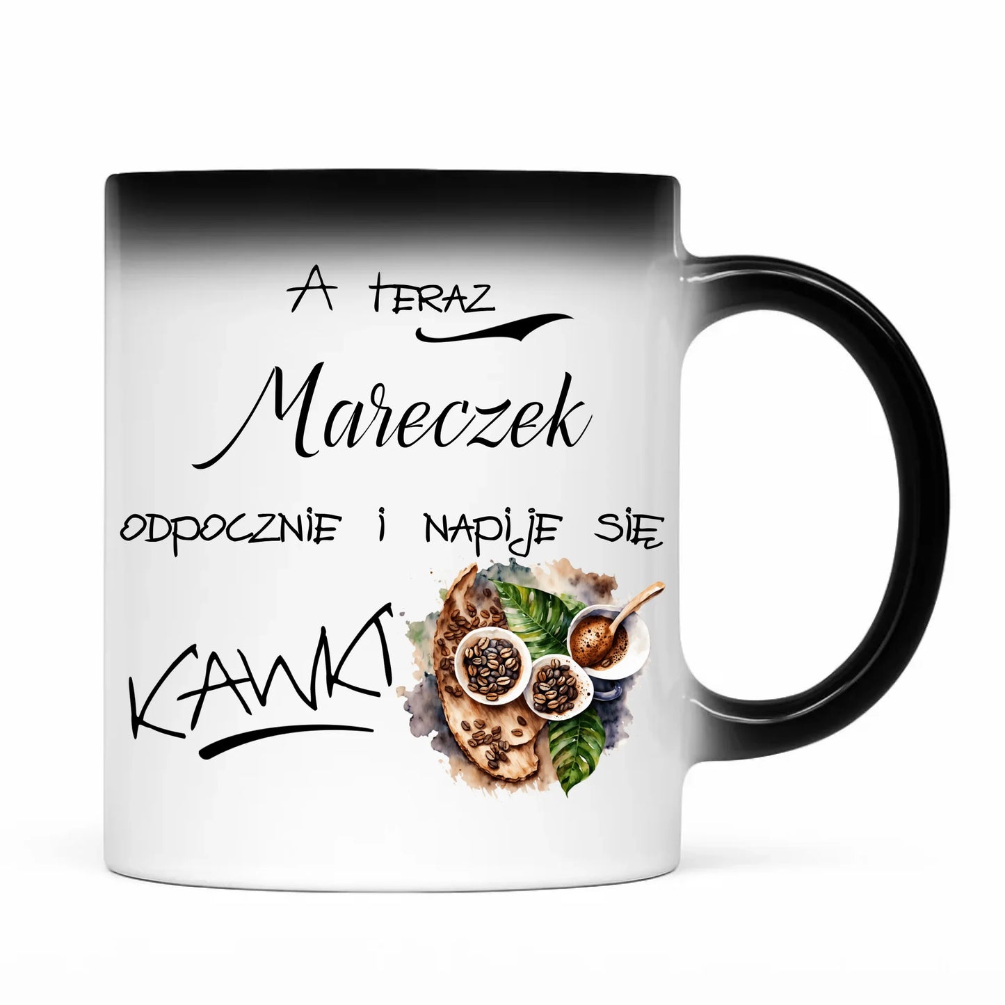 Kubek magiczny - Odpocznie i napije się kawki prezent dla kawosza - personalizowany DCH04 - StoryCups.pl