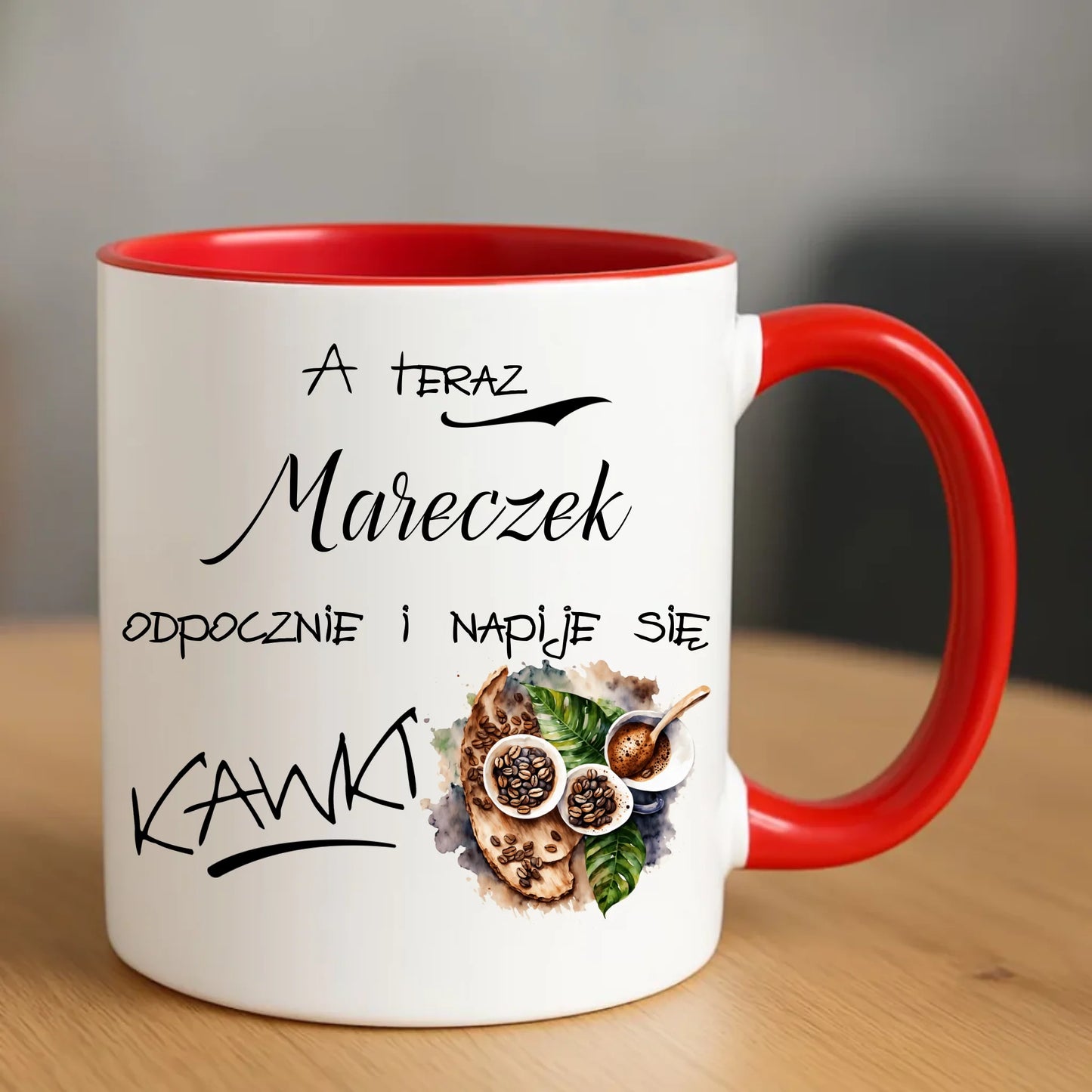 Kubek - Odpocznie i napije się kawki prezent dla kawosza - personalizowany DCH04 - StoryCups.pl