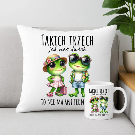 Zestaw poduszka i kubek dla par - Żabki - prezent dla chłopaka i dziewczyny DCH11 - StoryCups.pl