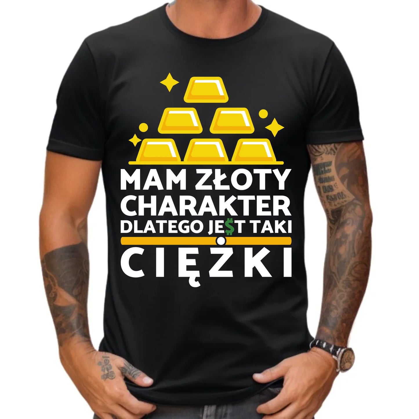 Koszulka męska - prezent dla chłopaka - Złoty charakter DCH16 - StoryCups.pl