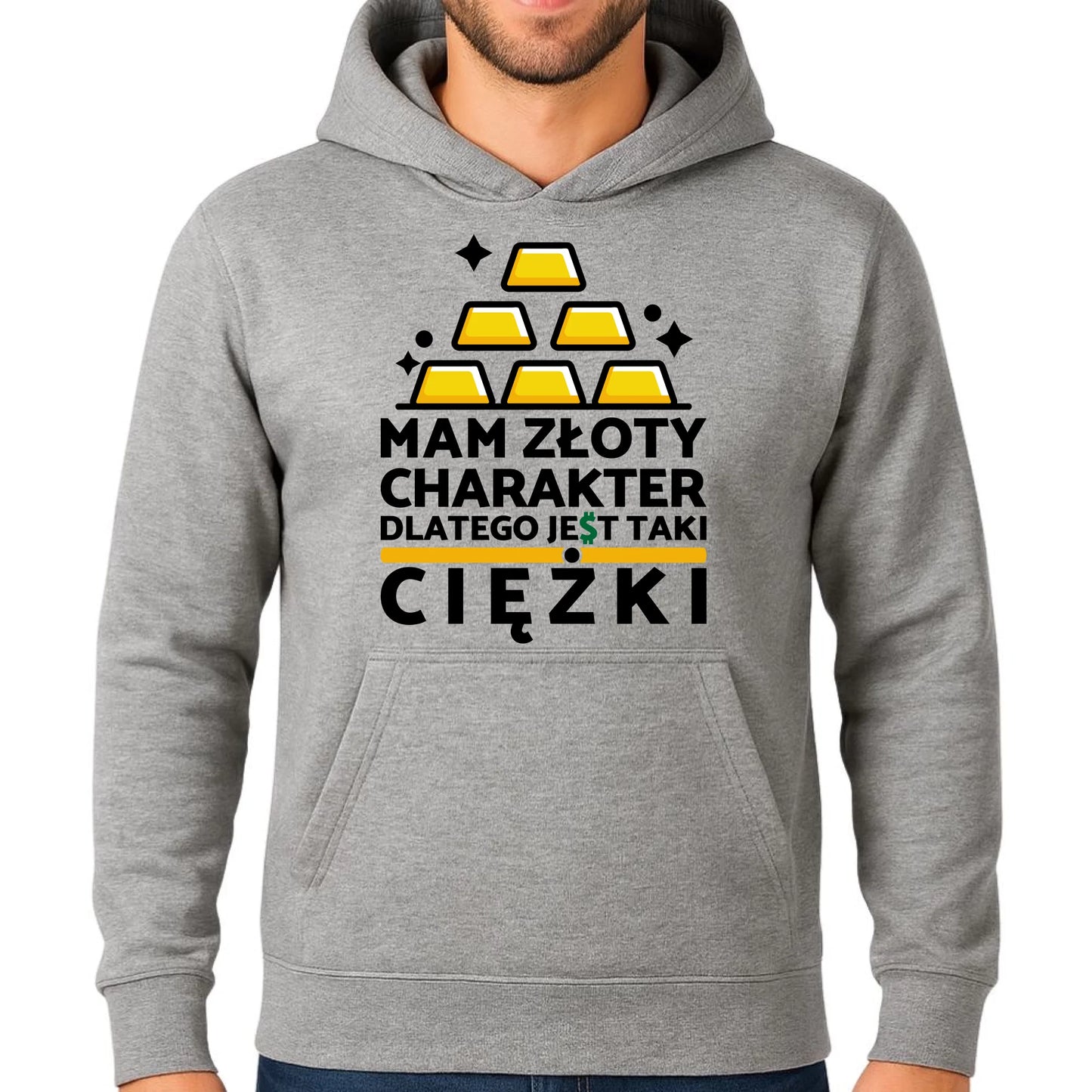 Bluza męska z kapturem - prezent dla chłopaka - Złoty charakter DCH16 - StoryCups.pl