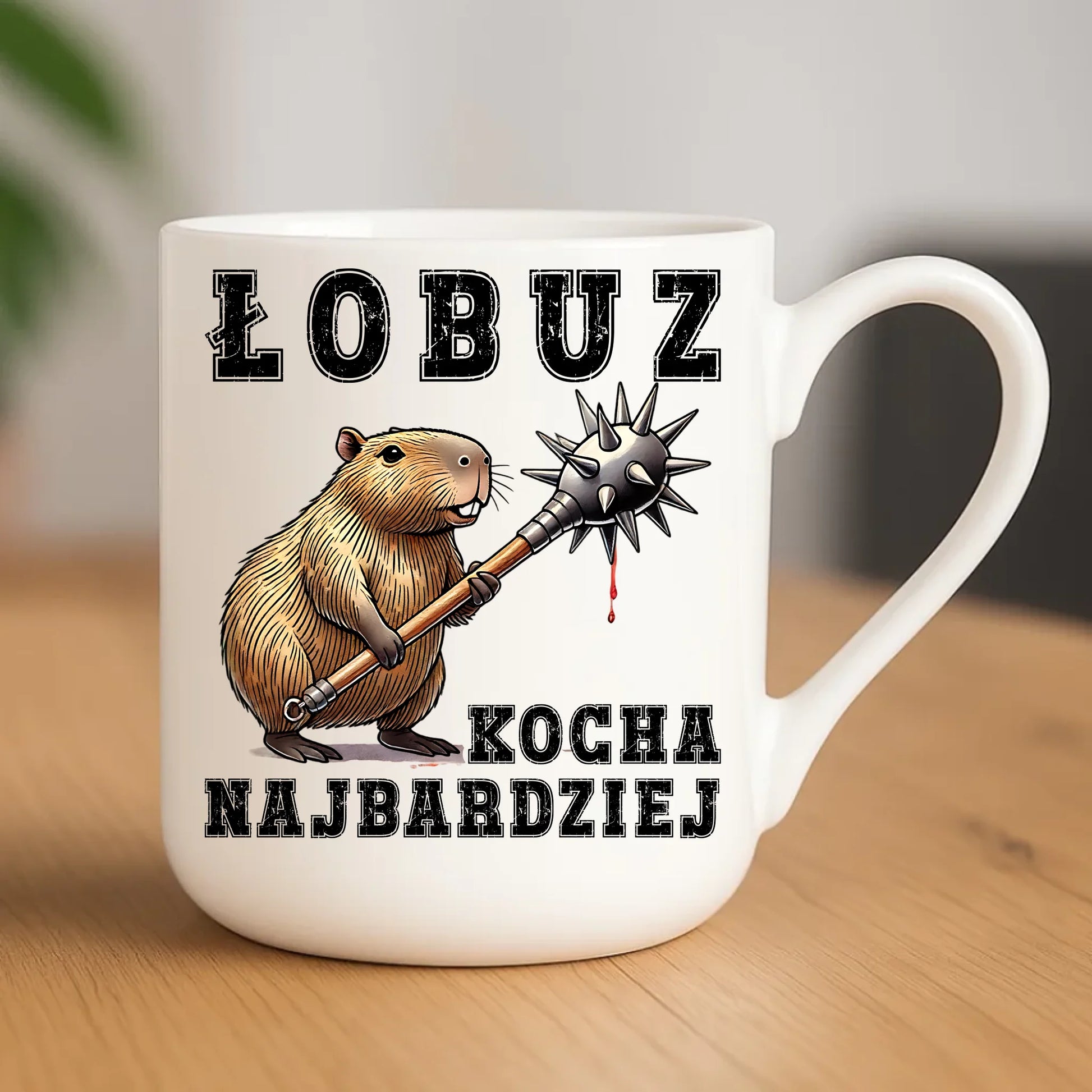 Kubek elegant - prezent dla chłopaka - Łobuz kapibara z maczugą DCH17 - StoryCups.pl