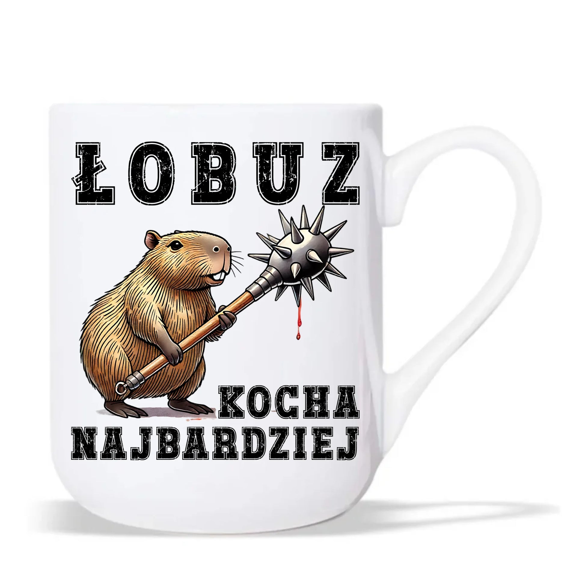 Kubek elegant - prezent dla chłopaka - Łobuz kapibara z maczugą DCH17 - StoryCups.pl