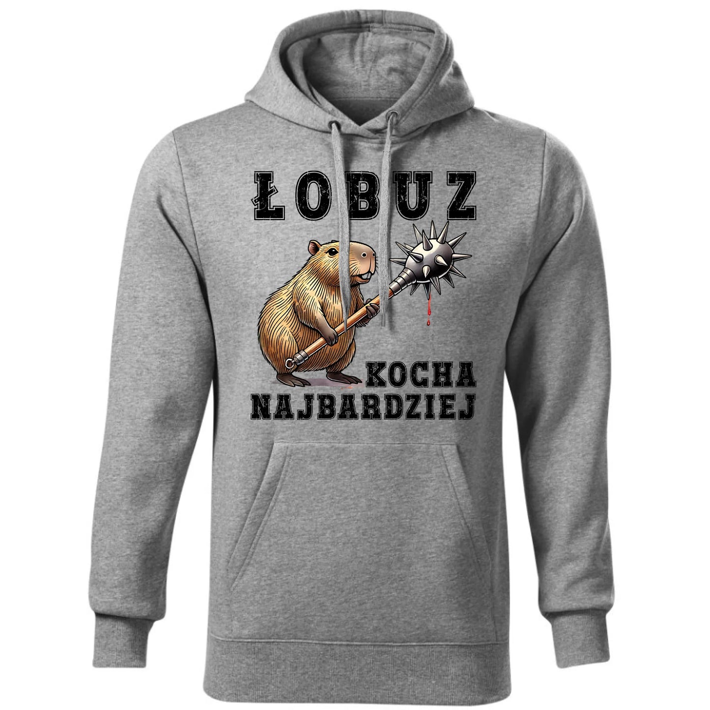 Bluza męska z kapturem - prezent dla chłopaka - Łobuz kapibara z maczugą DCH17 - StoryCups.pl