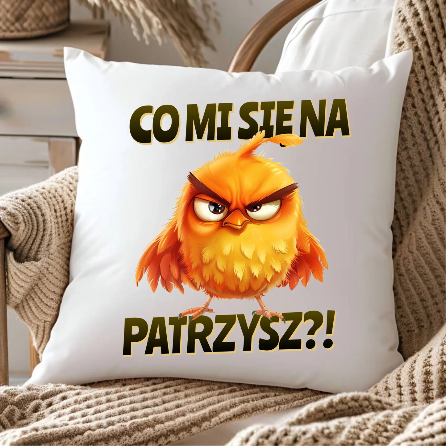 Poduszka - Prezent dla chłopaka kolegi - Co mi się na ptaka patrzysz DCH24 - StoryCups.pl