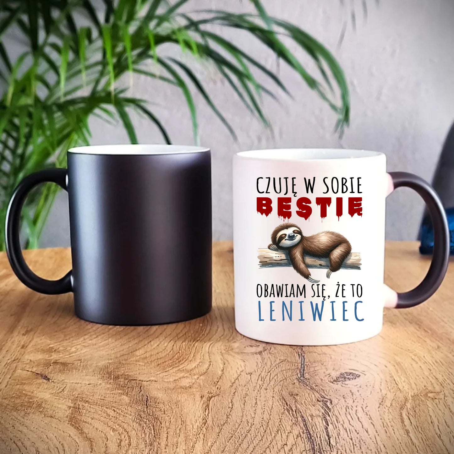 Śmieszny kubek magiczny – Czuję w sobie bestię, obawiam się że to leniwiec – prezent DCH26 - StoryCups.pl