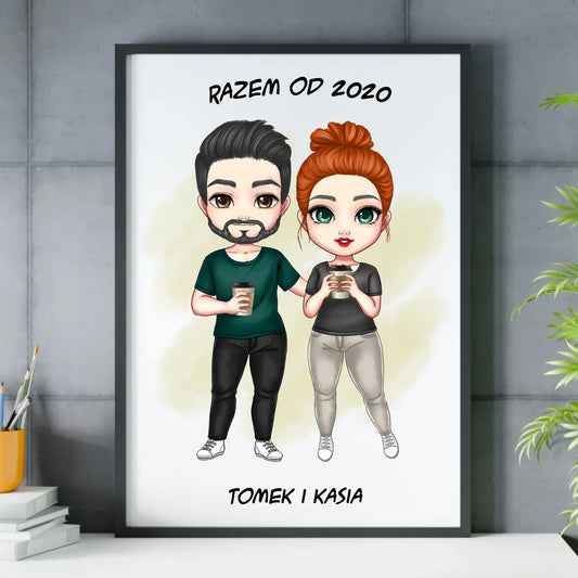 Plakat w ramie - prezent dla par zakochanych - personalizowany W01 - StoryCups.pl
