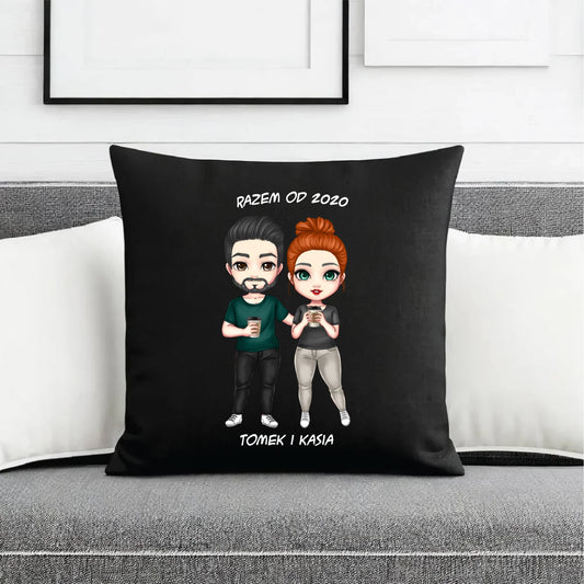 Poduszka dekoracyjna - prezent dla par zakochanych - personalizowana W01 - StoryCups.pl