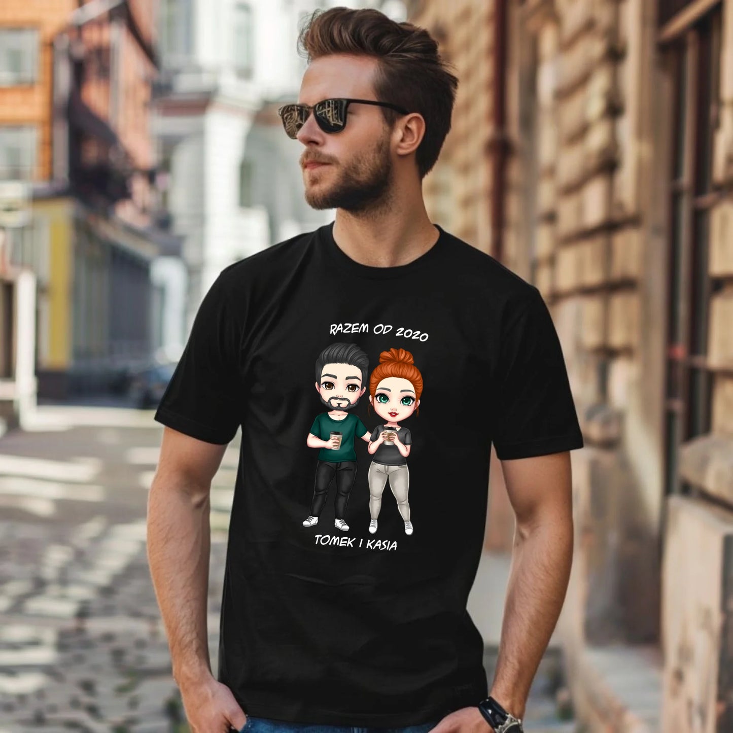 Koszulka męska dla par - prezent dla chłopaka narzeczonego męża - personalizowana W01 - StoryCups.pl