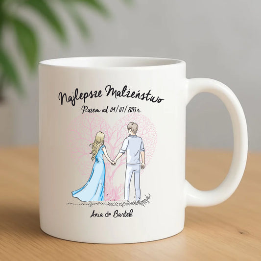Kubek - prezent dla żony i męża Rocznica Ślubu - Najlepsze małżeństwo - personalizowany W03 - StoryCups.pl