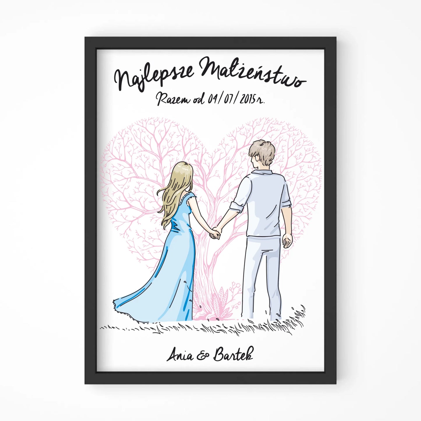 Plakat w ramie - prezent dla żony i męża Rocznica Ślubu - Najlepsze małżeństwo - personalizowany W03 - StoryCups.pl