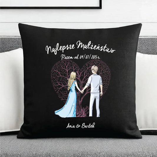 Poduszka dekoracyjna - prezent dla żony i męża Rocznica Ślubu - Najlepsze małżeństwo - personalizowana W03 - StoryCups.pl
