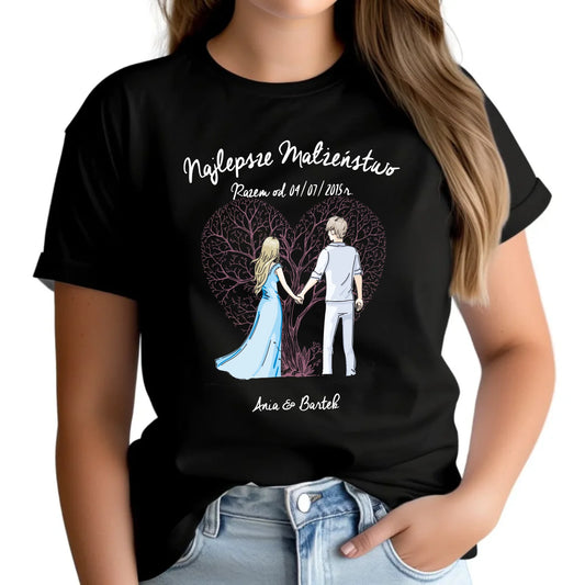 Koszulka damska - prezent dla żony Rocznica Ślubu - Najlepsze małżeństwo - personalizowana W03 - StoryCups.pl
