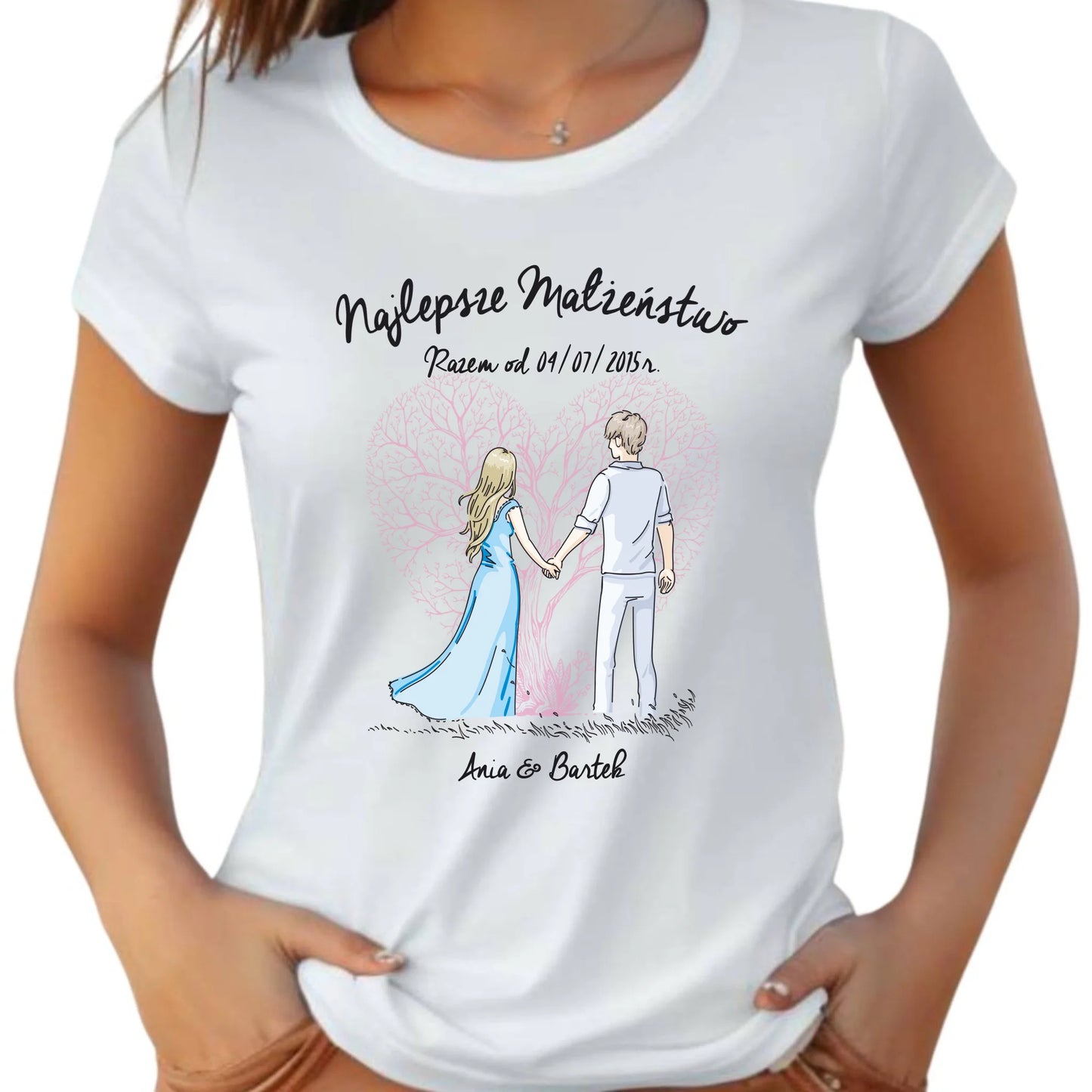 Koszulka damska - prezent dla żony Rocznica Ślubu - Najlepsze małżeństwo - personalizowana W03 - StoryCups.pl