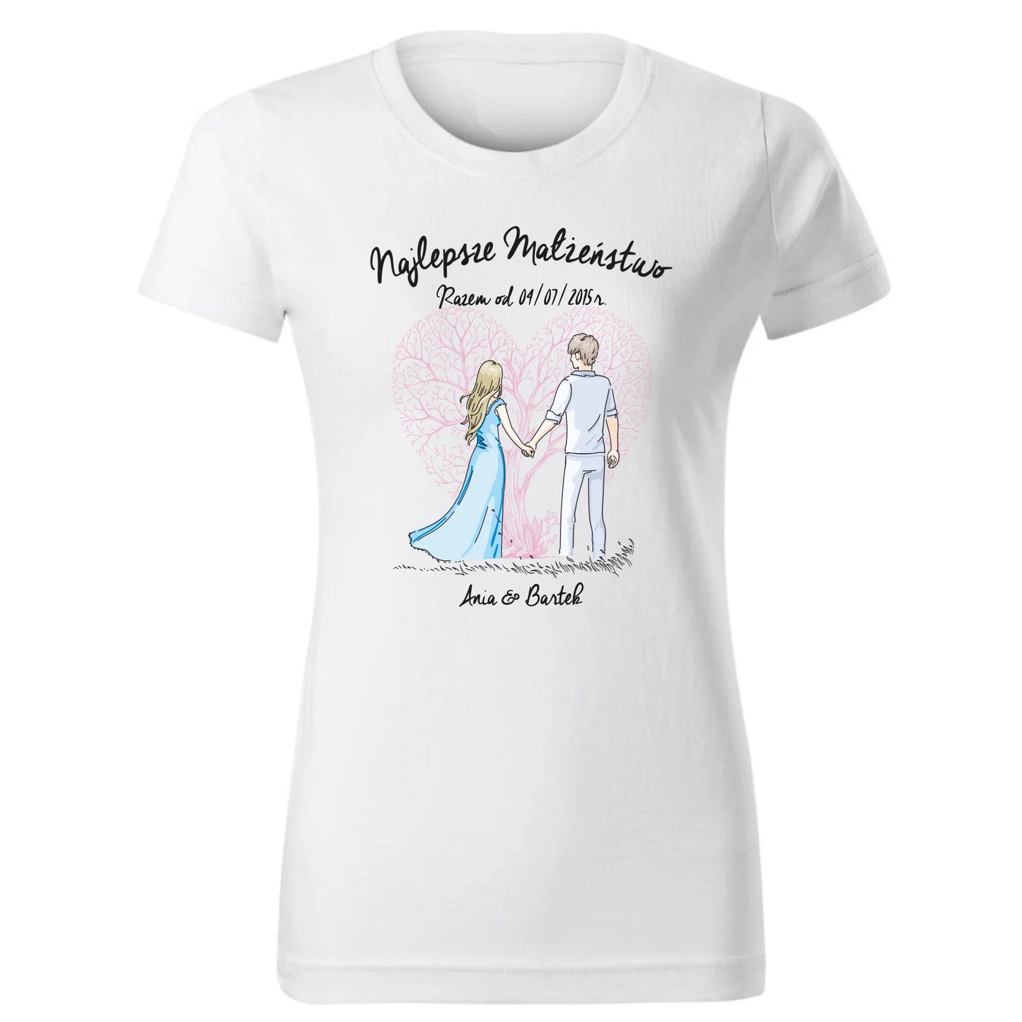 Koszulka damska - prezent dla żony Rocznica Ślubu - Najlepsze małżeństwo - personalizowana W03 - StoryCups.pl