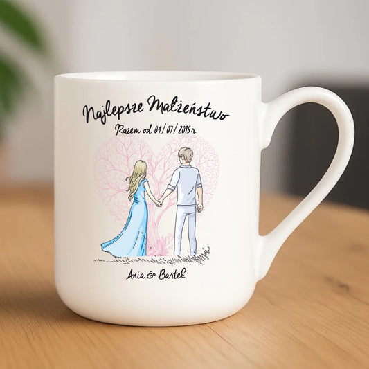 Kubek elegant - prezent dla żony i męża Rocznica Ślubu - Najlepsze małżeństwo - personalizowany W03 - StoryCups.pl